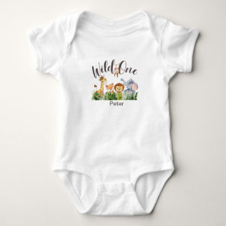 Personalized Wild One Safari First Birthday Baby Strampler