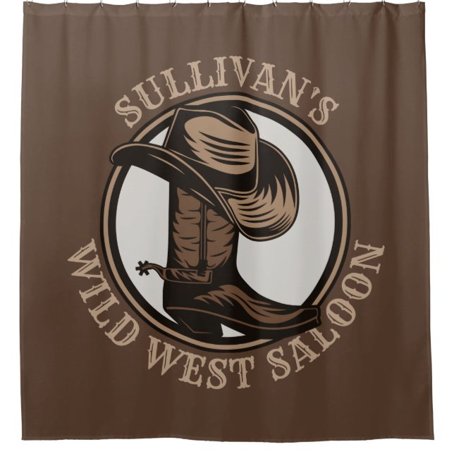 Personalized Wild West Saloon Western Cowboy Boots Duschvorhang (Vorderseite)