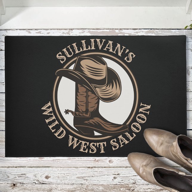 Personalized Wild West Saloon Western Cowboy Boots Fußmatte (Von Creator hochgeladen)