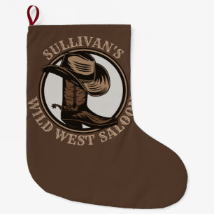 Personalized Wild West Saloon Western Cowboy Boots Großer Weihnachtsstrumpf