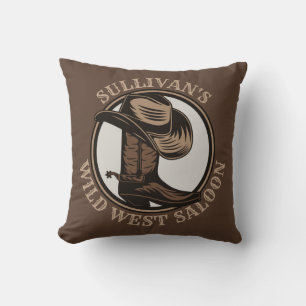 Personalized Wild West Saloon Western Cowboy Boots Kissen