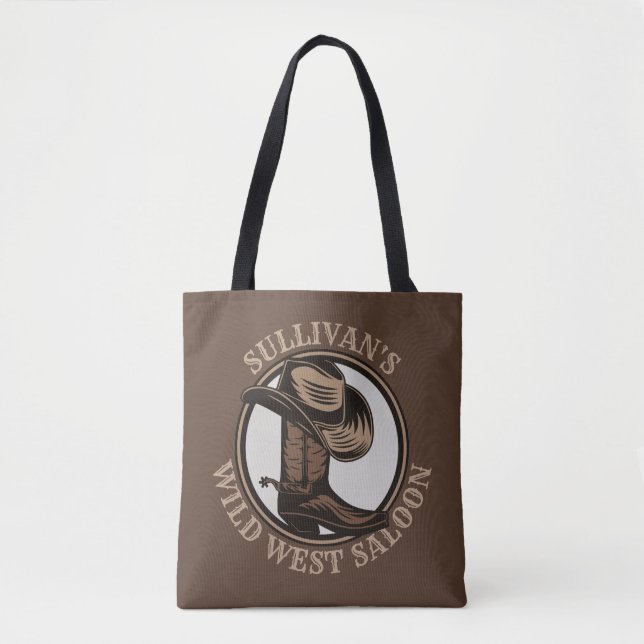 Personalized Wild West Saloon Western Cowboy Boots Tasche (Vorderseite)