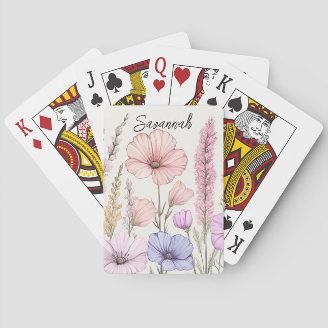 Personalized Wildflower Botanical  Spielkarten (Rückseite)