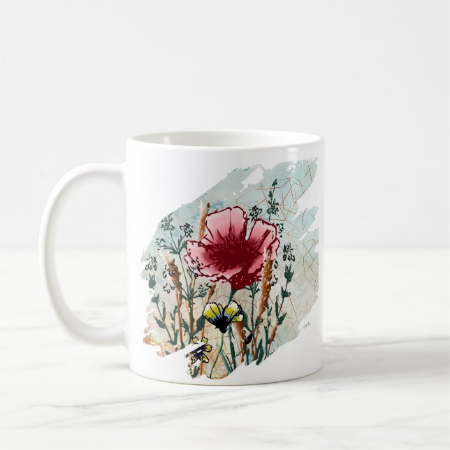 Personalized Wildflower Paint Splatter  Kaffeetasse (Links)