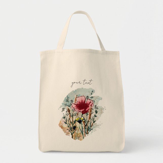 Personalized Wildflower Paint Splatter Tote Bag Tragetasche (Vorne)