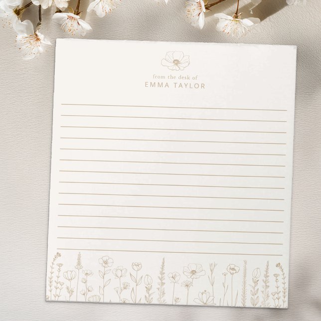 Personalized Wildflower Taupe Desk Notepad Notizblock (Taupe Paper Pad
)