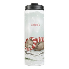 Personalized Winter Bear Tumbler – Sleeping Animal Thermosbecher
