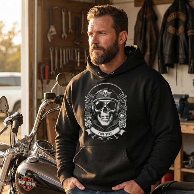 Personalized Winter Biker Skull Motorcycle Hoodie (Von Creator hochgeladen)