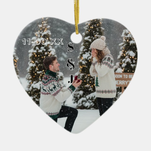 Personalized Winter Engagement Keepsake  Keramik Ornament (Vorne)