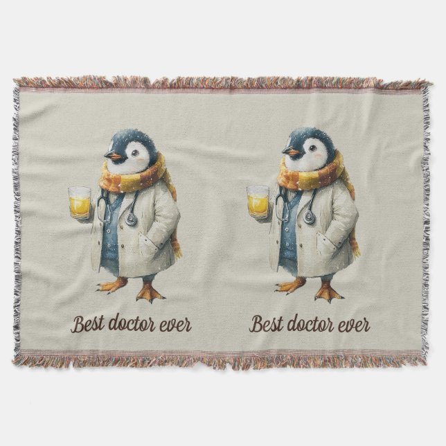 Personalized Winter Penguin “Best Doctor Ever” Decke (Vorderseite)