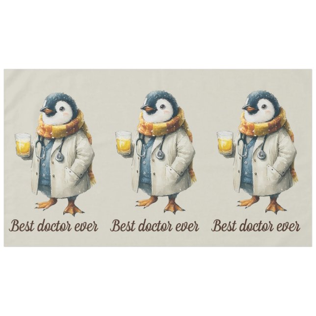 Personalized Winter Penguin “Best Doctor Ever” Tischdecke (Vorderseite (Horizontal))