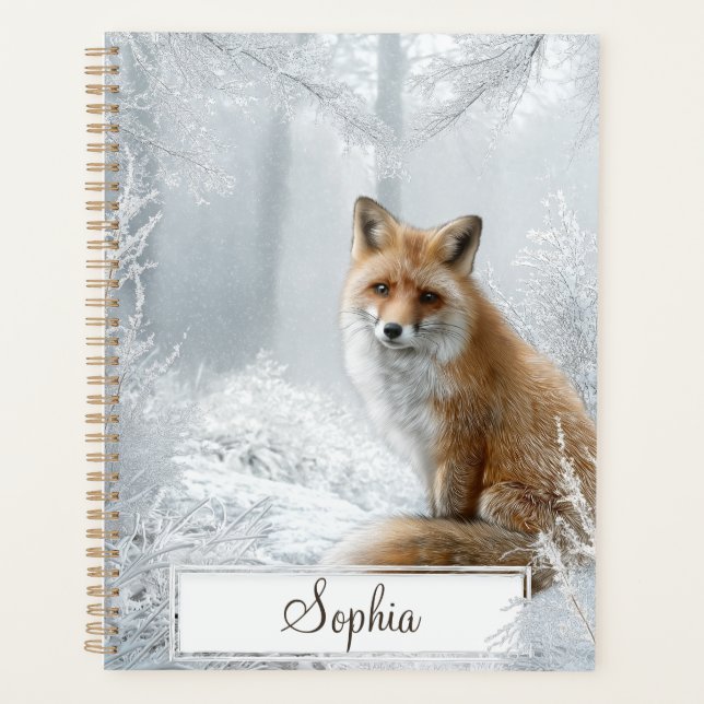 Personalized Winter Woodland Fox Planer (Vorderseite)