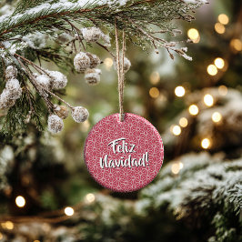 Personalized Winterberry Asanoha Feliz Navidad Keramik Ornament