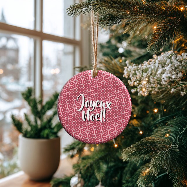 Personalized Winterberry Asanoha Joyeux Noel Keramik Ornament (Thoughtful Custom Gift Idea for Milestones, doubles as an ornament or a collectible gift tag.
)