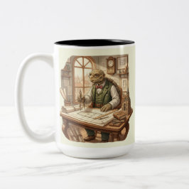 Personalized Wise Turtle Architect Vintage Waterco Zweifarbige Tasse