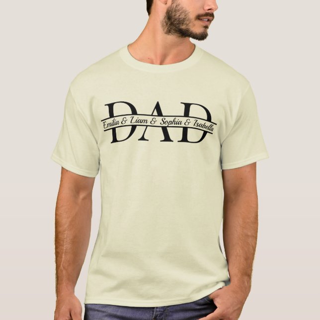 Personalized with Kids Names Dad T-Shirt (Devant)