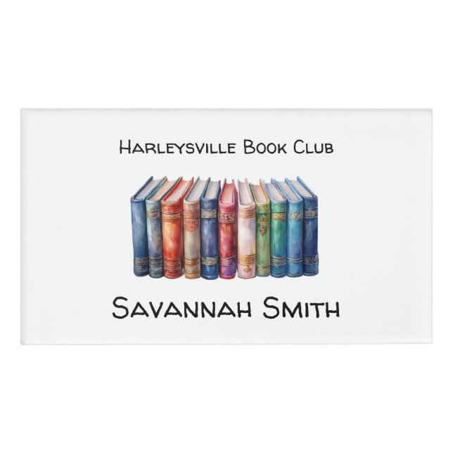 Personalized with Name Book Club with Books Namenschild (Vorderseite)
