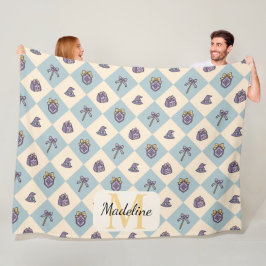 Personalized Wizard School Blue Monogram Name Fleecedecke