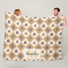 Personalized Wizard School Gold Monogram Name Fleecedecke