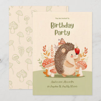 Personalized Woodland Hedgehog Birthday Invitation