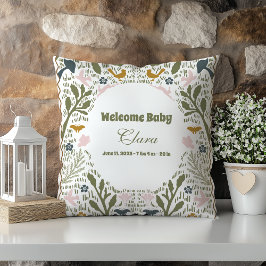 Personalized Woodland Storybook Baby Arrival Kissen