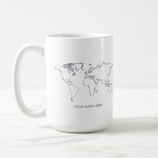 Personalized World Map Line Art Mug Kaffeetasse