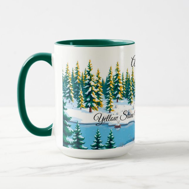 Personalized Yellowstone Winter Scene Coffee Tasse (Links)