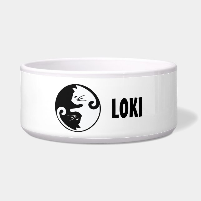 Personalized Ying Yang Cat  Napf (Vorderseite)