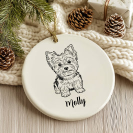 Personalized Yorkie Dog Christmas Keramik Ornament