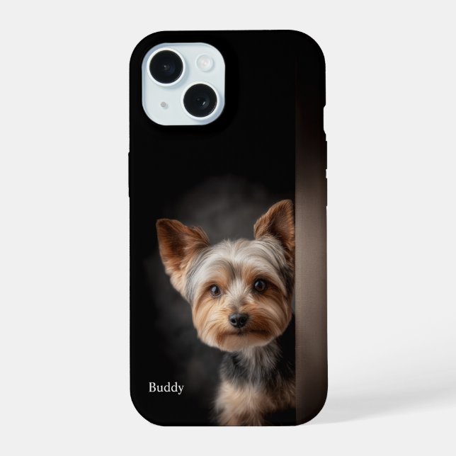 Personalized Yorkshire Terrier Portrait iPhone 15 Hülle (Rückseite)