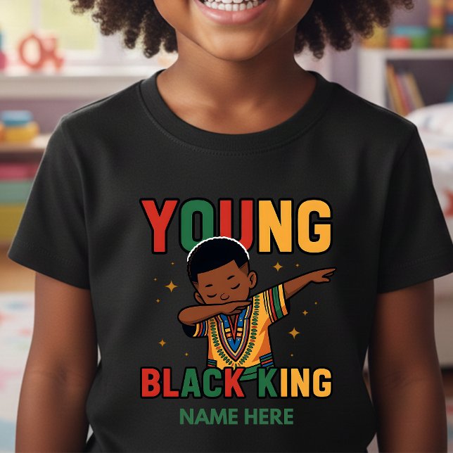 Personalized Young Black King Dabbing Boy T-Shirt (Von Creator hochgeladen)