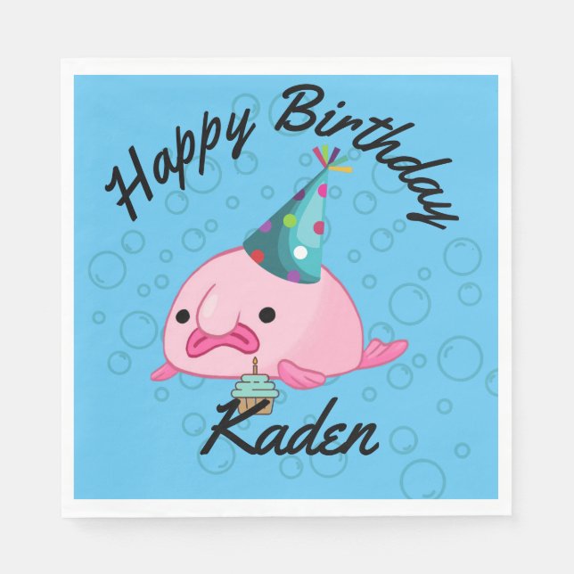 PersonalizedParty auf Birthday Blobfish Paper Plat Serviette (Vorderseite)
