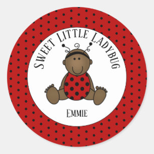 PersonalizedvAfrican American Baby Ladybug Runder Aufkleber