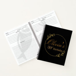 Personalizes Birthday with Golden Frame Recipe Notizbuch