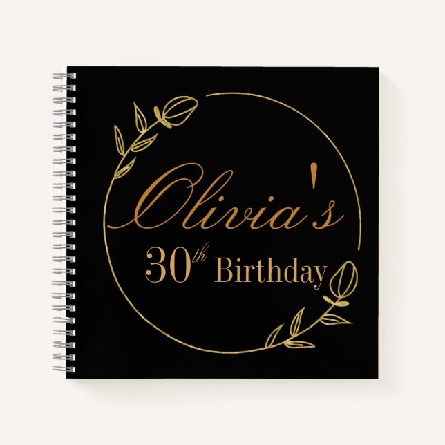 Personalizes Birthday with Golden Frame Recipe Notizbuch (Vorderseite)