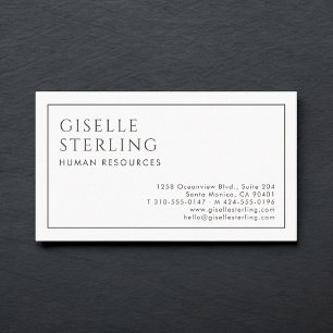 Personalwesen Luxus Minimalist Schwarz Weiß Visitenkarte