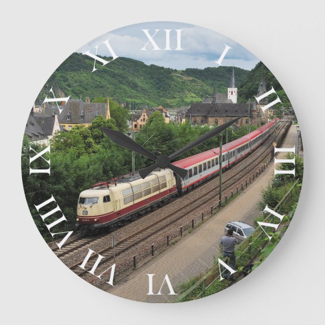 Personenzug in St. Goar Große Wanduhr (Vorderseite)