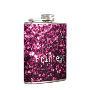 Personifizieren Sie dunkle rosa Glitter-Glitzern Flachmann