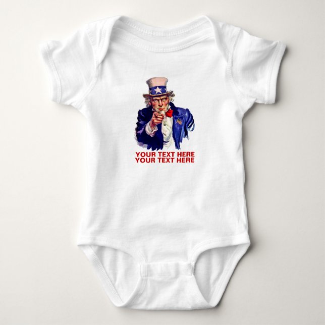 Personifizieren Sie es Uncle Sam Baby Strampler (Vorderseite)