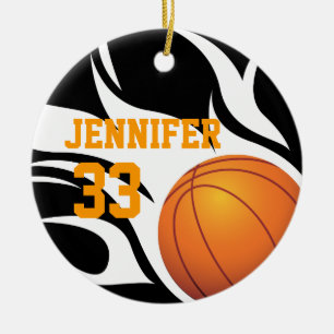 Personifizieren Sie lodernden Basketball B/W Keramik Ornament