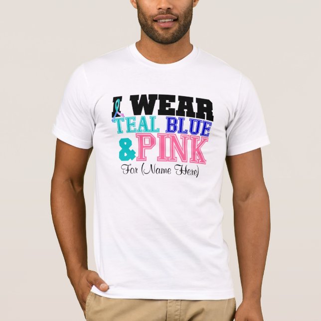 Personifizieren Sie mich tragen aquamarinen rosa T-Shirt (Vorderseite)