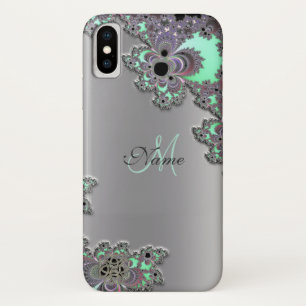 Personifizieren Sie silbernen metallischen Fraktal iPhone X Hülle
