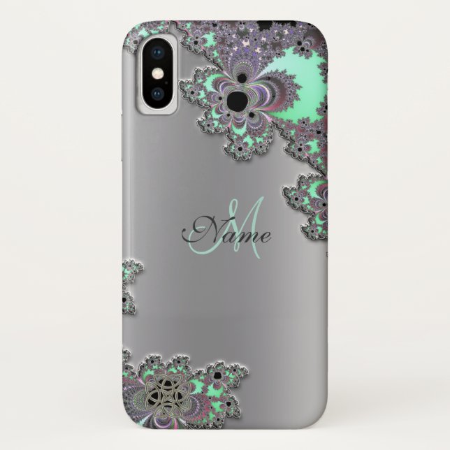 Personifizieren Sie silbernen metallischen Fraktal Case-Mate iPhone Hülle (Rückseite)