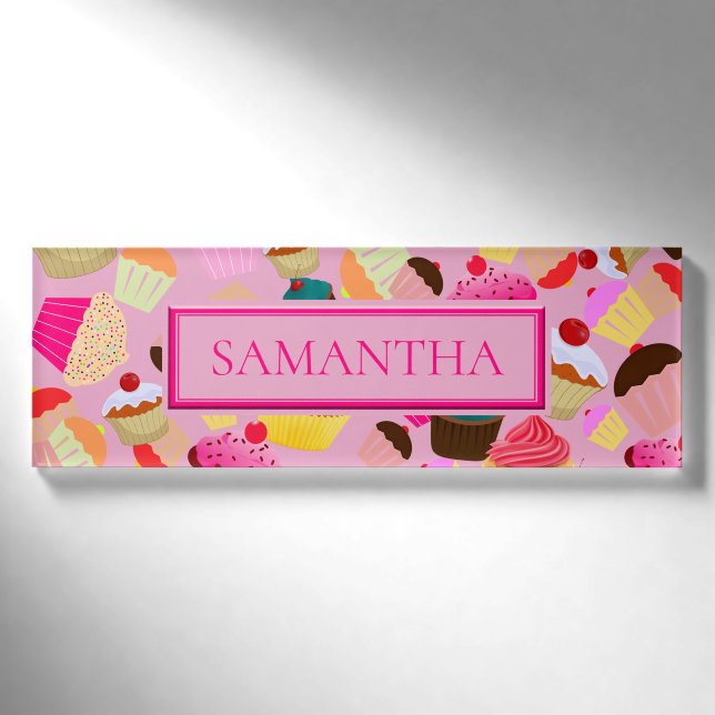 Personifizieren Sie. Spaß, heller rosa kleiner Namenschild (Vorderseite)