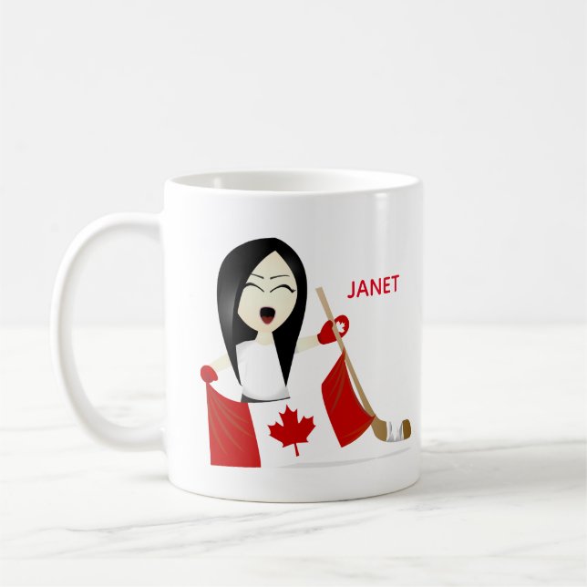 Personifizieren Sie weiblichen Cartoon-Fan Kaffeetasse (Links)