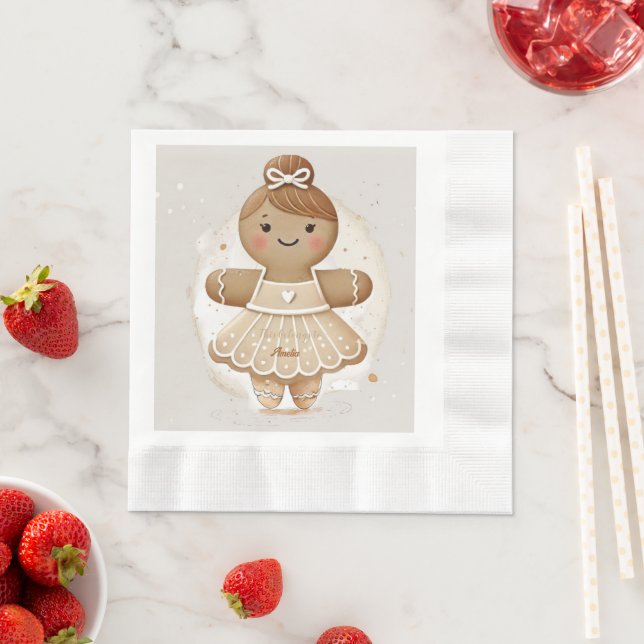 personifizierte Gingerbread Ballerina Napkin Serviette (Beispiel)