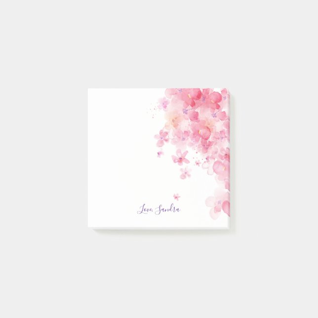 Personifizierte hübsche Watercolor-Blumen Post-it Klebezettel (Vorderseite)