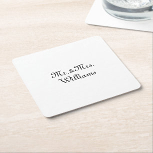 Personize Couple's Nachname Mr. & Mrs. Black whit Rechteckiger Pappuntersetzer