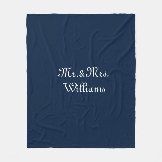 Personize Couple's Nachname, Mr. & Mrs. navy blue Fleecedecke (Vorderseite)