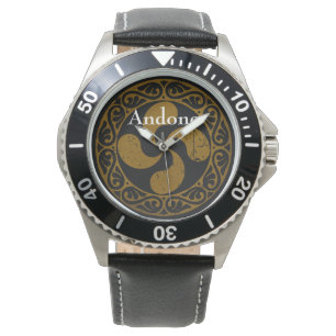 Persönlich, baskisch bedrückte Bronze Lauburu, Armbanduhr